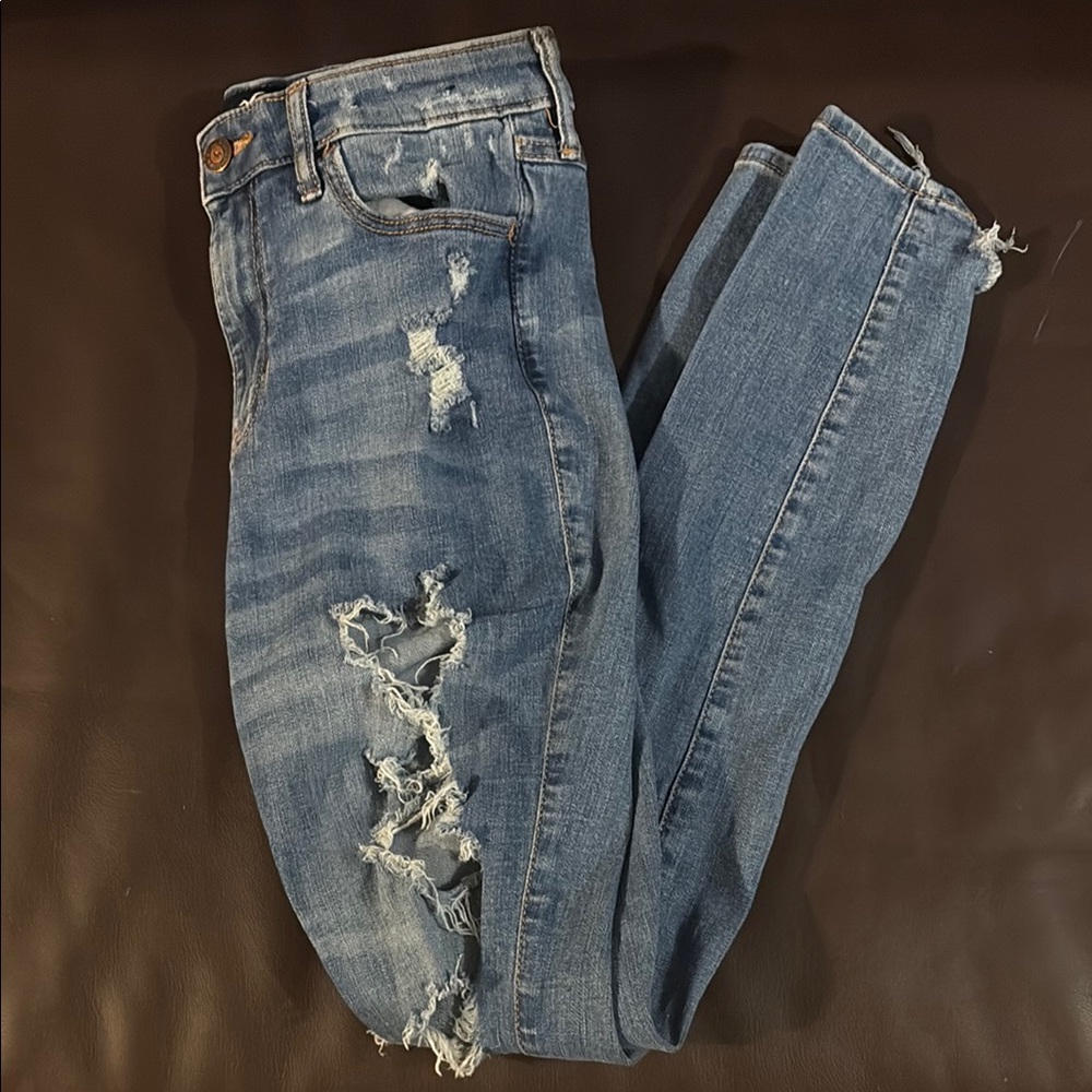 Hollister Blue Skinny Distressed Jeans